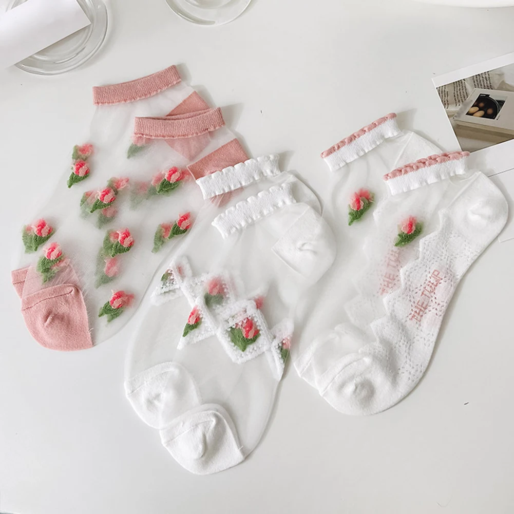 Носки женские кружевные сетчатые прозрачные эластичные 1 пара = 2 шт. |