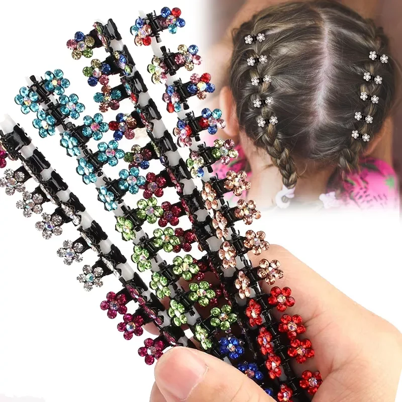 

Mini Hair Clips No-Slip Clips Rhinestone Hair Clips Metal Clamps Mix Colored Flower Hair Accessories for Women Girls