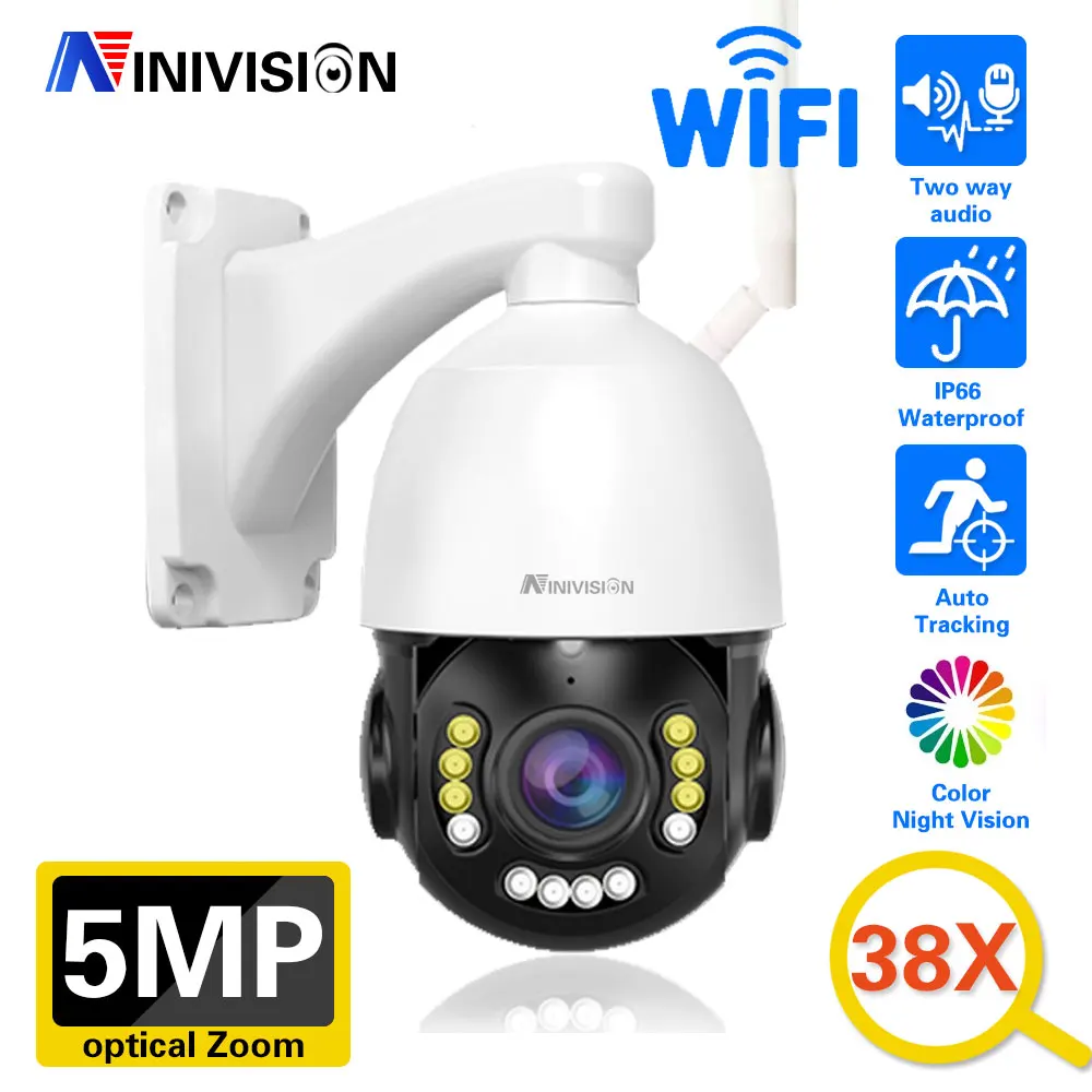 

38X 5MP Auto Tracking PTZ Camera Smart Life IP Camera WiFi Security Camera Bullet CCTV Surveillance Camera With Two-Way audio