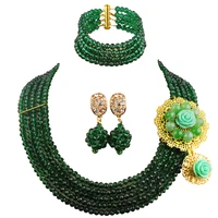 teal green african beads jewelry set army green jewelry set