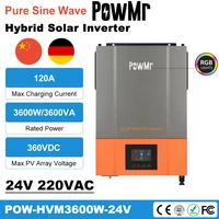 powmr all in one 3600w hybrid solar inverter mppt 120a solar charger 24v 230v pure sine wave off grid inversor pv 5000w 500vdc