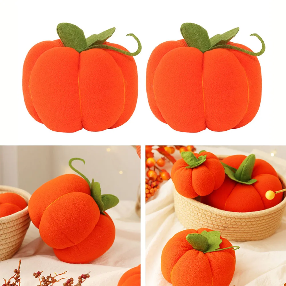 

2pcs Simulated Pumpkin Plush Toy Doll Ornaments Artificial Pumpkins Fake Pumpkin Thanksgiving Halloween Room Sofa Decoration