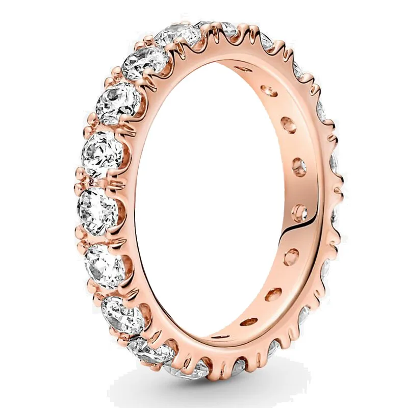 

Original Moments Rose Gold Sparkling Row Eternity Ring For Women 925 Sterling Silver Wedding Gift Fashion Jewelry