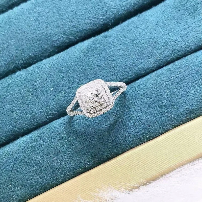 

Simple Wedding High Quality Accessories Fashion Kpop Engagement Female Ring Trendy Silver Plated AAA Cubic Zircon Dainty Gift