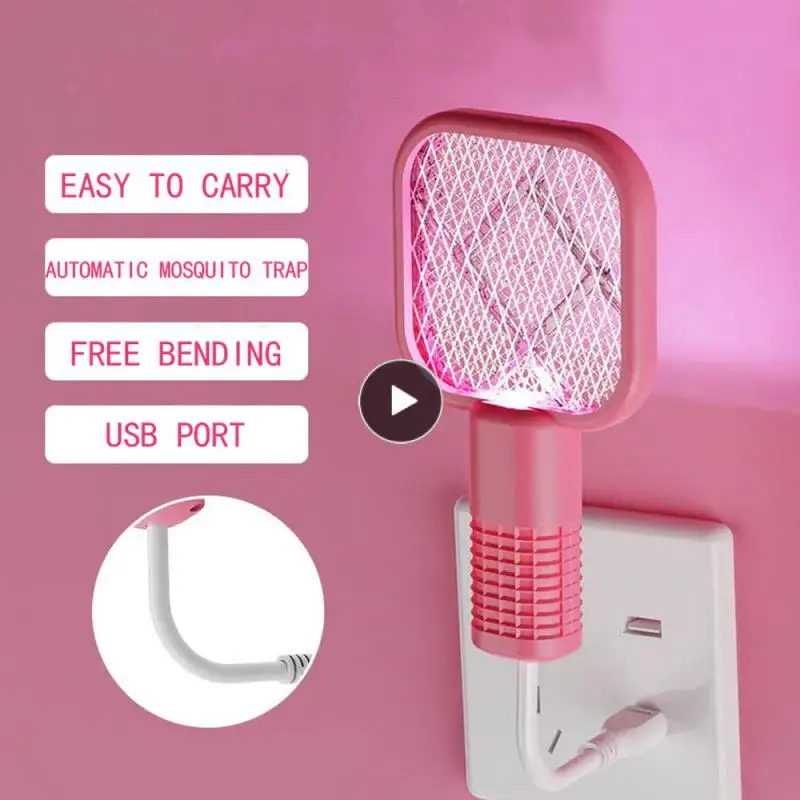 

Five Layers Of Protection Usb Mosquito Swatter High Density Power Grid Mosquito Trap And Mosquito Swatter Pink Plug And Play