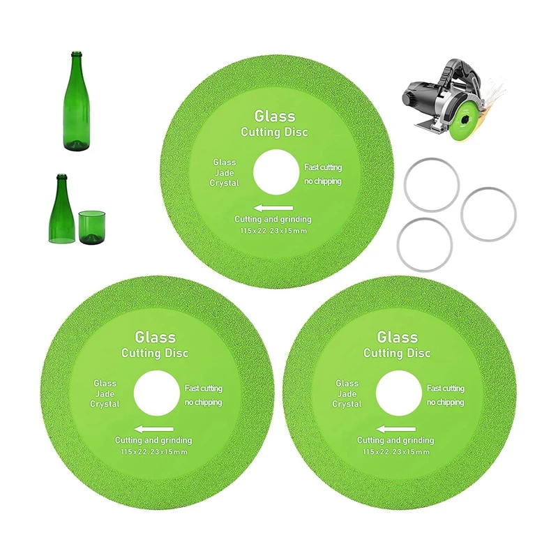 

4.5In Glass Cutting Disc For Angle Grinder,3PCS Diamond Cutting Disc,With Annular Ceramic Diamond Saw Blade Wheel