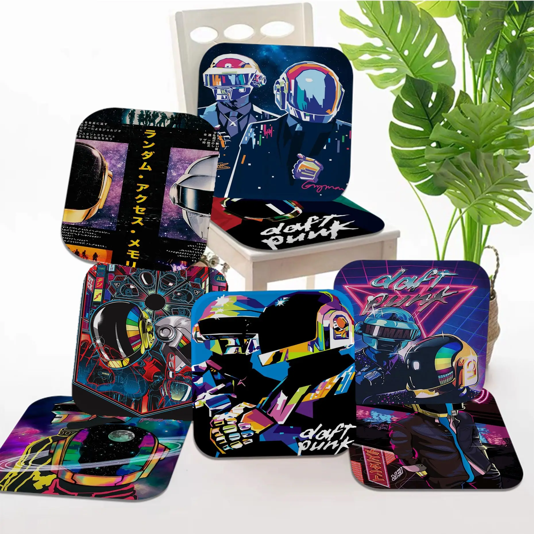 

Daft Punk European Seat Cushion Office Dining Stool Pad Sponge Sofa Mat Non-Slip Stool Seat Mat