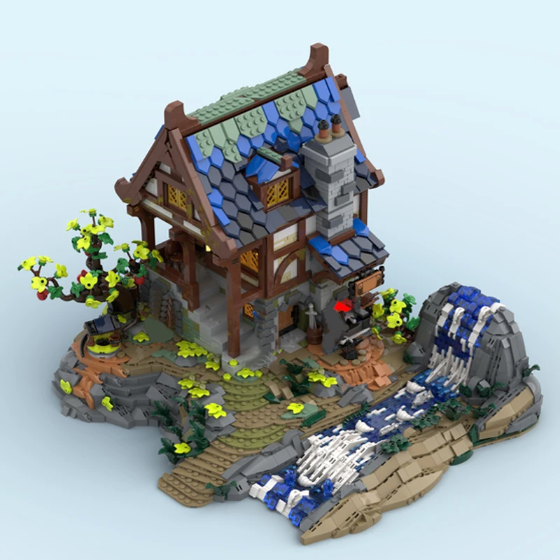 2894 шт. модульная модель ковальника в европейском средневековом стиле с видом на