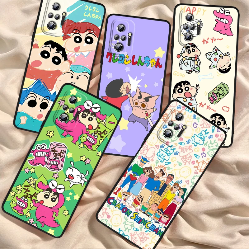 Crayon Shin Chan милый модный для Xiaomi Redmi Note 13 12R 12 12S Turbo 11 11T 11S 10 10S Pro Plus 5G черный чехол