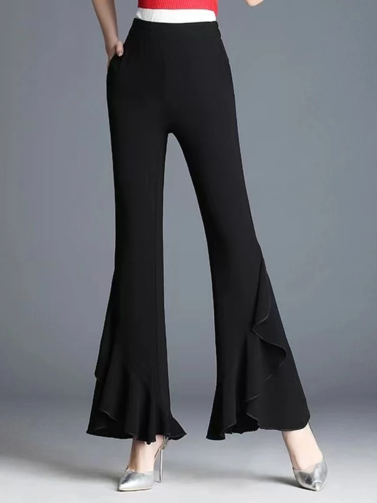 BONNTEE Женские брюки-клеш из хлопка и полиэстера