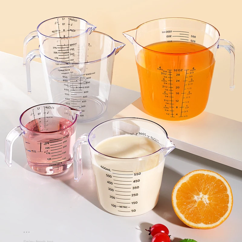 

150/300/600/1000ml Plastic Transparent Measuring Cup Jug Pour Spout Surface Kitchen Supplies Accessories For Caking Baking Tools