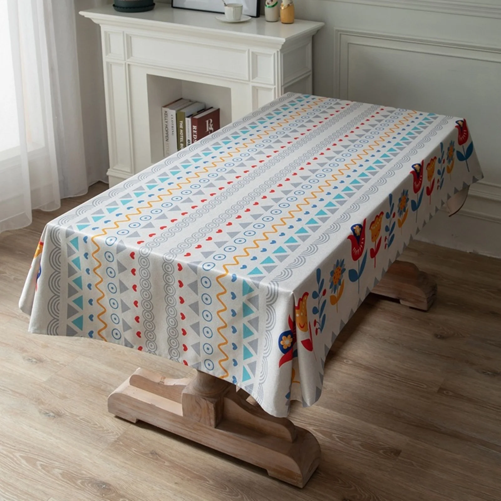 

Polyester Tablecloths, Waterproof Table Covers Flowers Light Gray Dining Table Coffee Table Deco