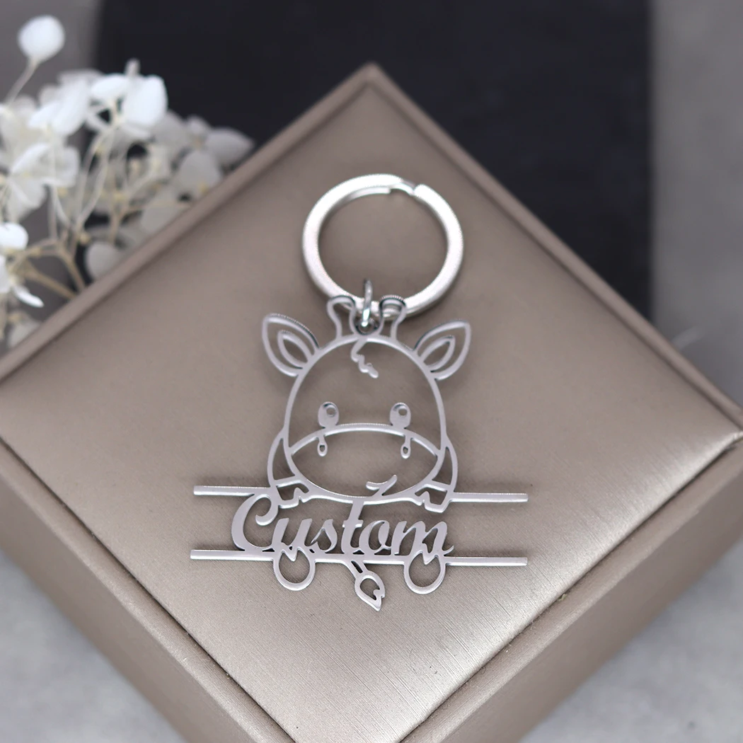 Индивидуальный брелок с коровкой из нержавеющей стали
