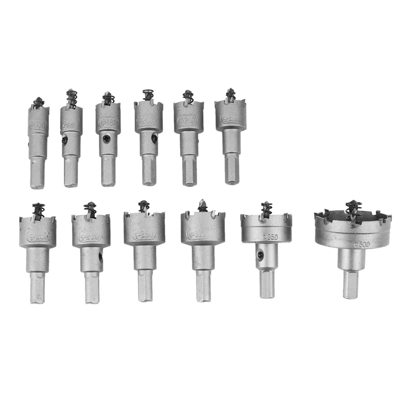 

Hot HG-12Pcs Metal Hole Saw Tooth Kit Drill Bit Set Stainless Steel Alloy Wood Cutter 15Mm-50Mm Universal Metal Cutter Tool