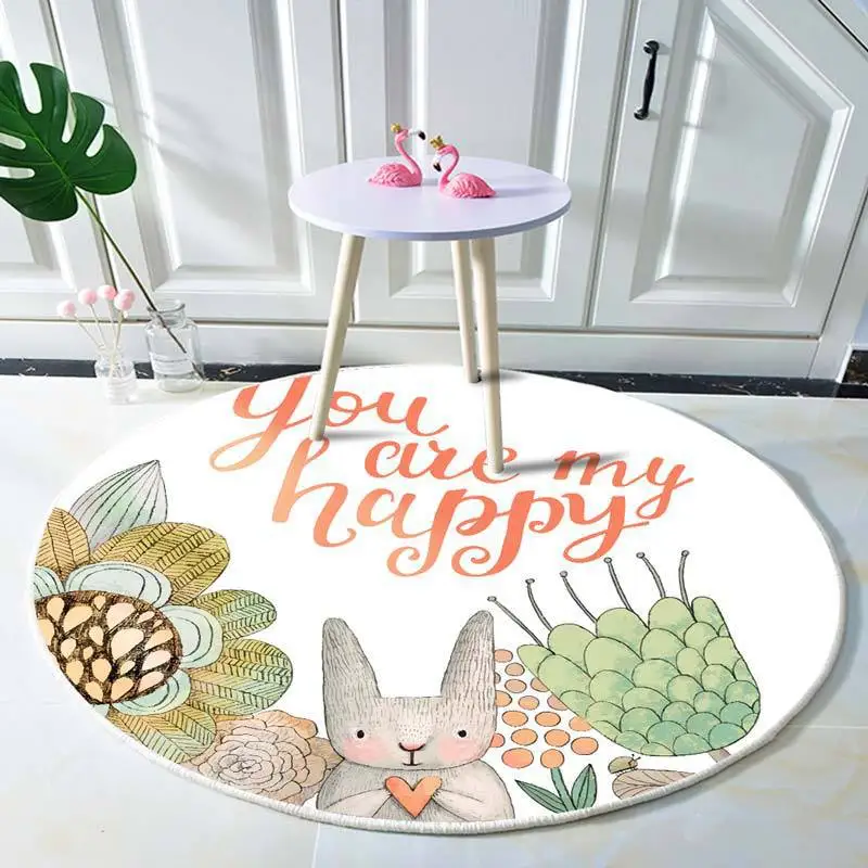 

Baby Play Mat Round Children Carpet Baby Hand Print Carpet Simplicity Animal Bunny Bee Pattern Children Flannel Carpet