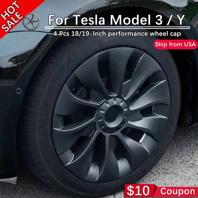 

4PCS 18 Inch Hub Cap for Tesla Model 3 Replacement Wheel Cap Model Y parts 19 Inch Automobile Hubcap Full Cover Accessories