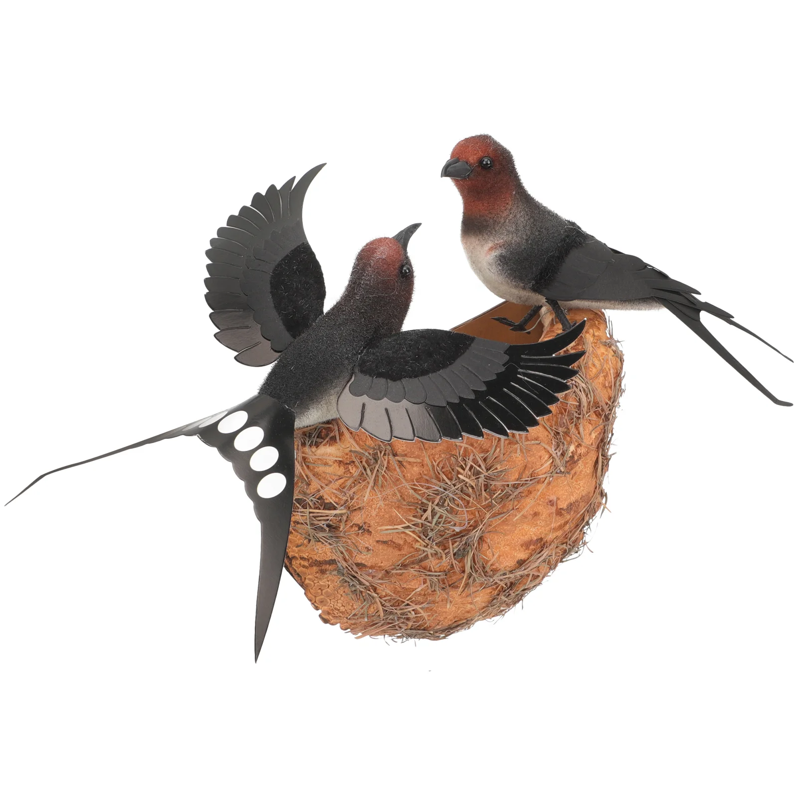 1 Set Simulation Bird Nest Decor Artificial Swallow with Nest Wall Ornament Garden Decoration