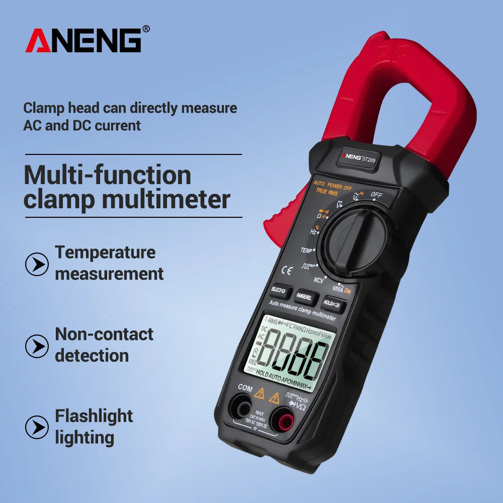 

ANENG Digital Current clamp Multimeter ST-209 AC/DC Pliers Ammeter High Precision Capacitance Voltmeter Ohm Hz Tester megometer