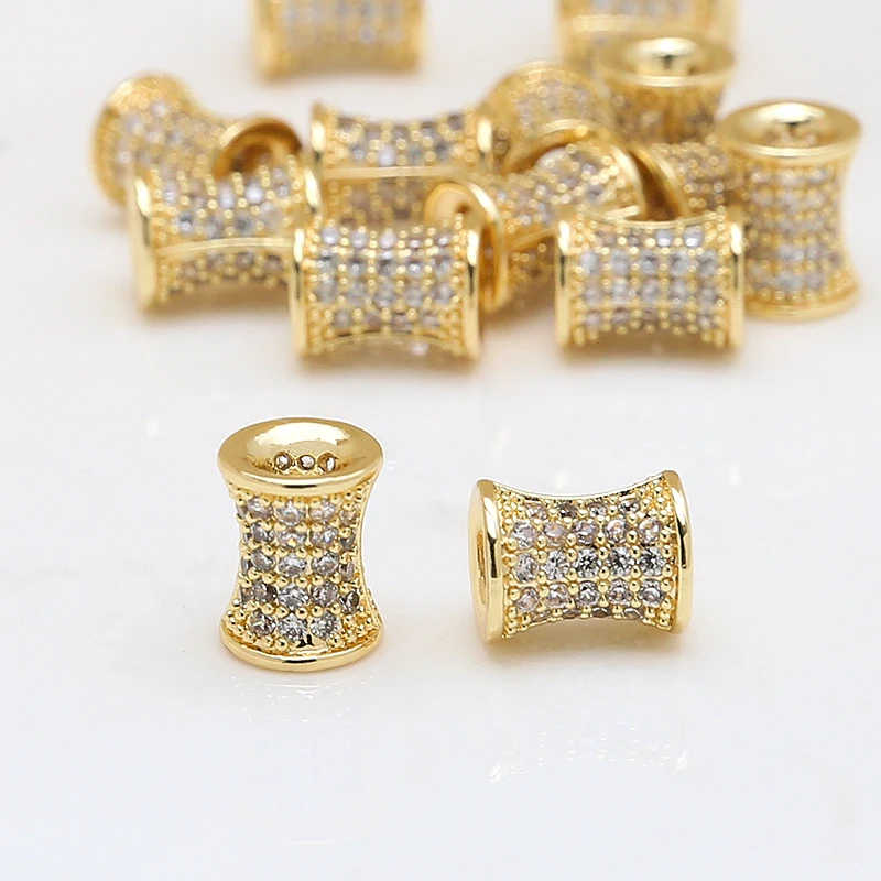 

1 шт., инкрустированные цирконами бусины в стиле барокко из настоящего золота с медным покрытием, аксессуары «сделай сам», материал для подв...