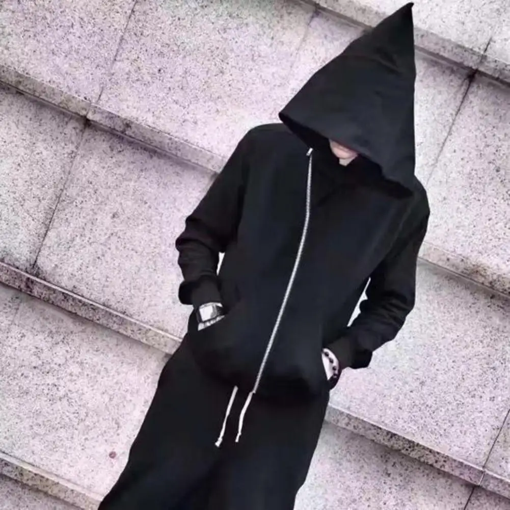 

Fall Coat Solid Color Hat Thermal Loose Casual Autumn Hoodie Coat Men Spring Cloak for Street