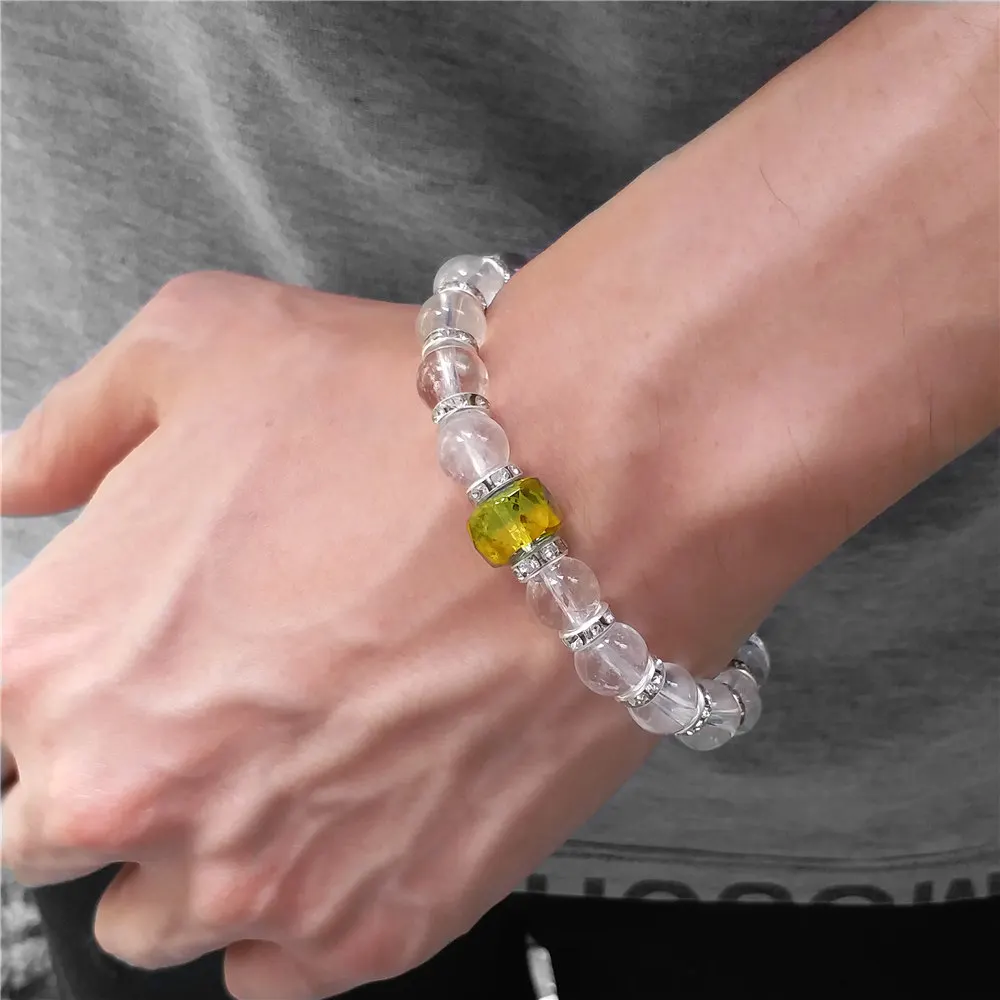 

Tibetan Buddhism Engraving Sanskrit Mantra Genuine Crystal Bracelet Men Women Handmade Lucky Amulet Natural Stone Jewelry