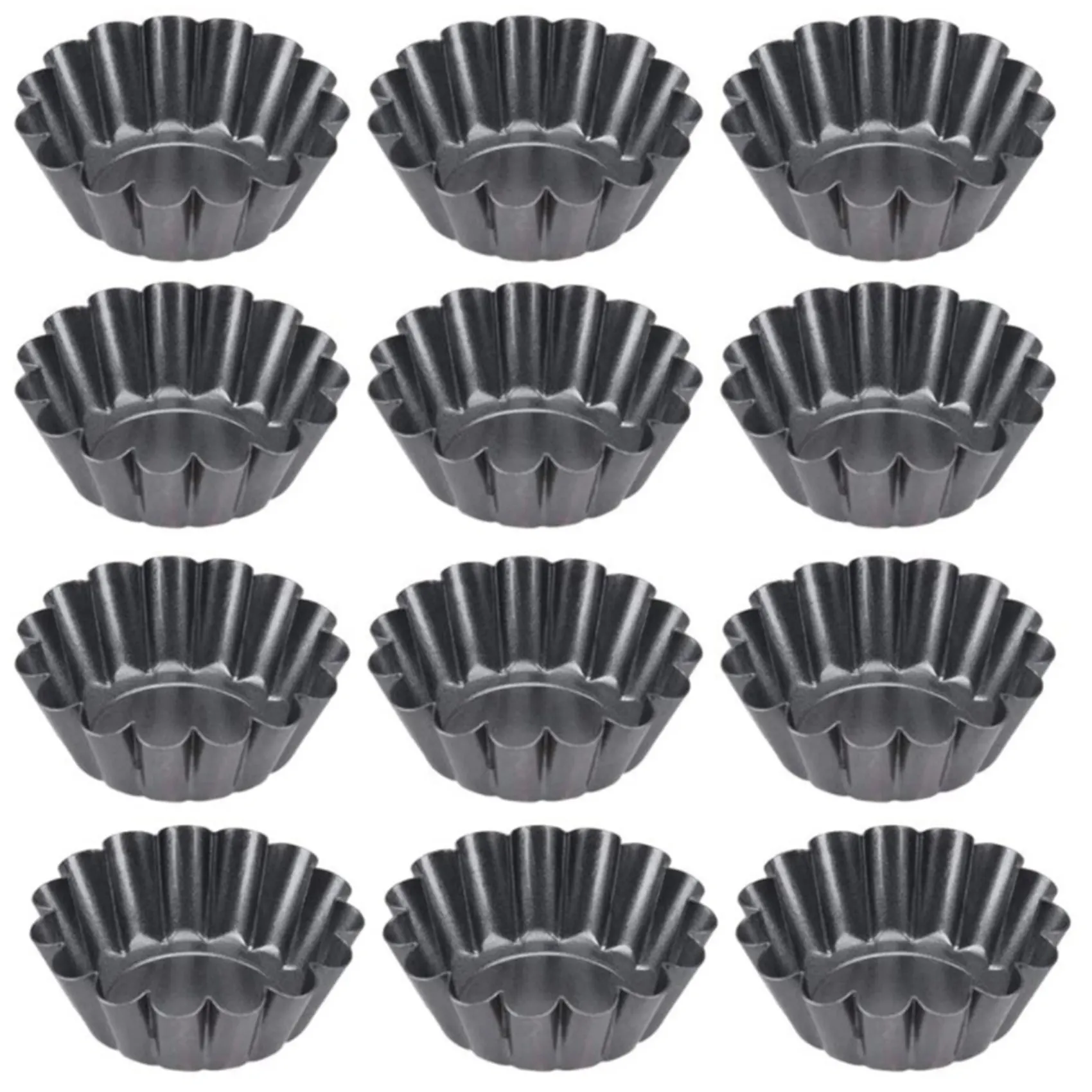 

12Pcs/Set Non-Stick Cake Pan Mold Pizza Cake Muffin Mold Egg Tart with Ruffled Edge,Bakeware Pie Tins for Toaster Oven