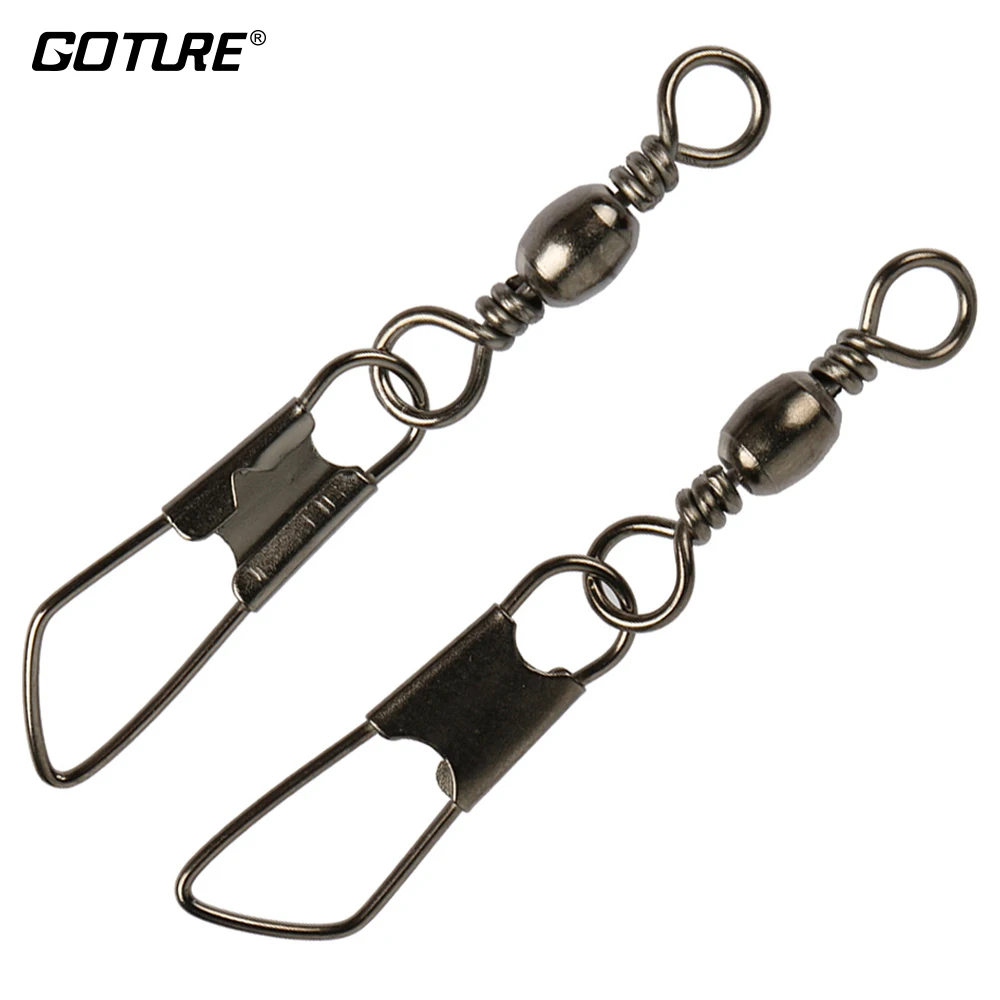 

Goture 200pcs/Lot Barrel Fishing Swivel with Snap Fishhook Size 10 8 4 Fishing Connector Hooks Terminal Fishing Hook Accessories