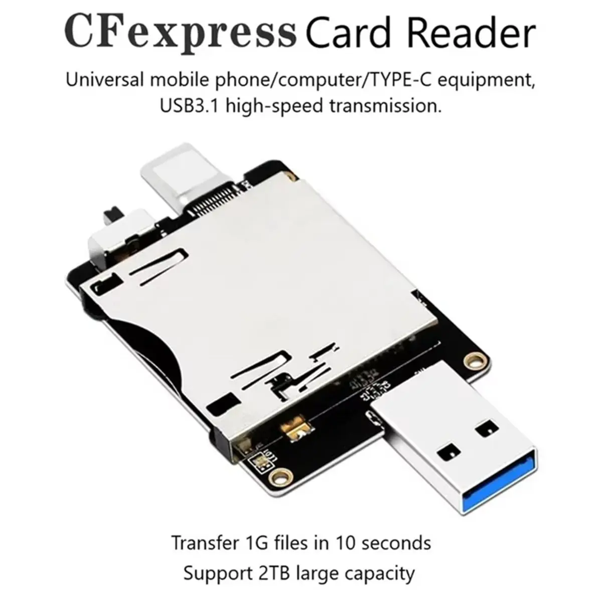 Фото Мега-распродажа 618: Кардридер CFexpress USB 3.0 Type A/USB 3.1 Type C 10 Гбит/с, адаптер-райзер для карт памяти CF Express Type №1