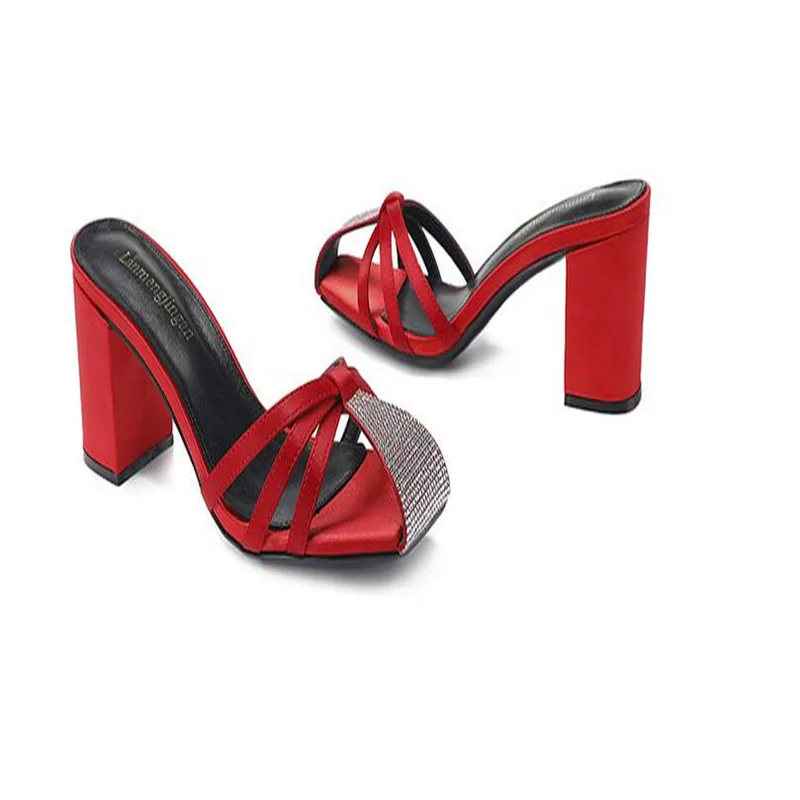 2023 summer new rhinestone slippers women's shoes comfortable summer sandals shoes breathable high-heeled sandals