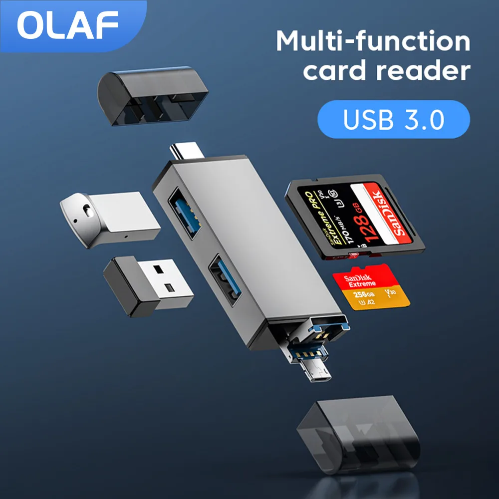 

7 in 1 USB 3.0 to Type C Adapter Micro USB to USB C OTG Memory TF SD Card Reader Cardreader Convertor for PC Laptop