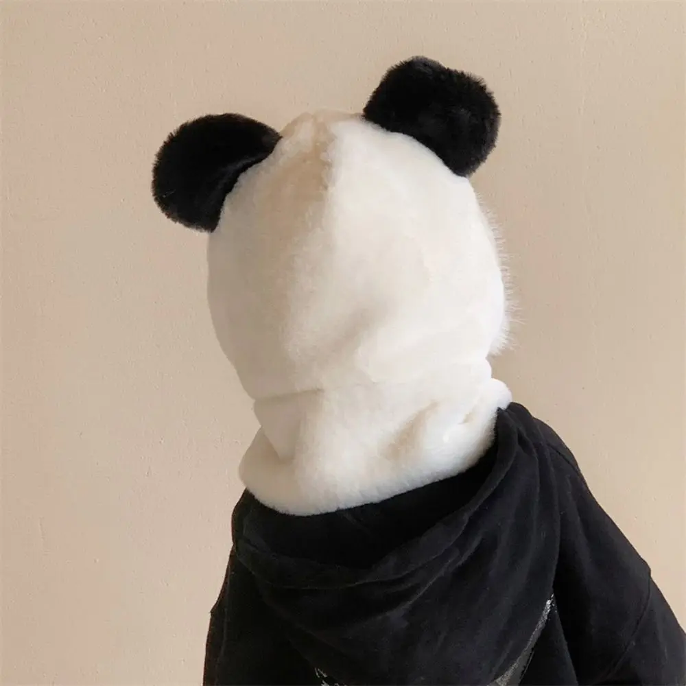Женский теплый плюшевый шарф-шапка с капюшоном panda