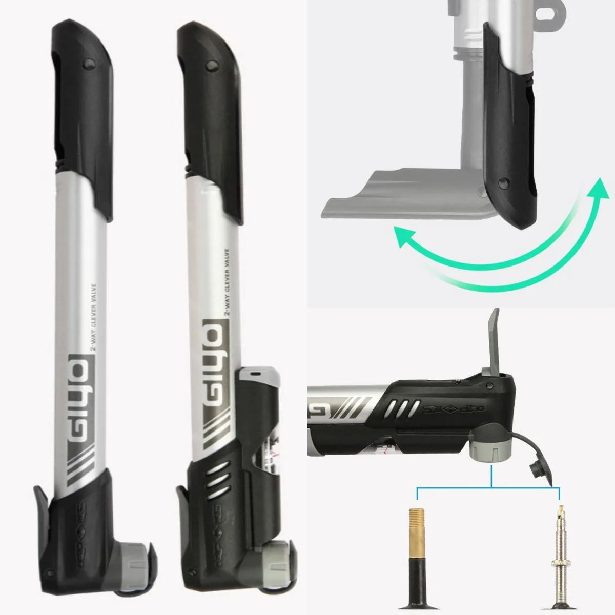 

GIYO Inflator Bicycle Portable Inflatable Equipment Dmart Two-way Intake Pressure Gauge MINI Quick Air Pump Bike Accessory