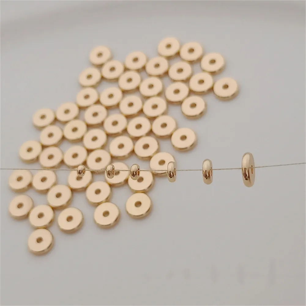 

14K Gold Plated Brass Spacer Beads Homemade DIY Accessories 2.5-8mm
