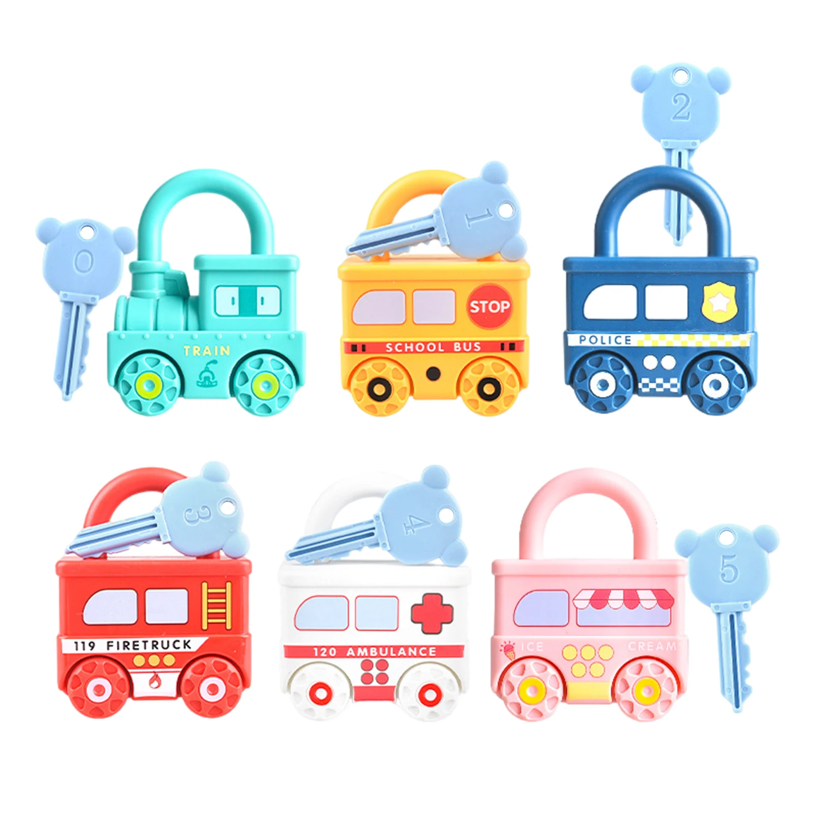 

6 шт., детский игрушечный замок с ключами