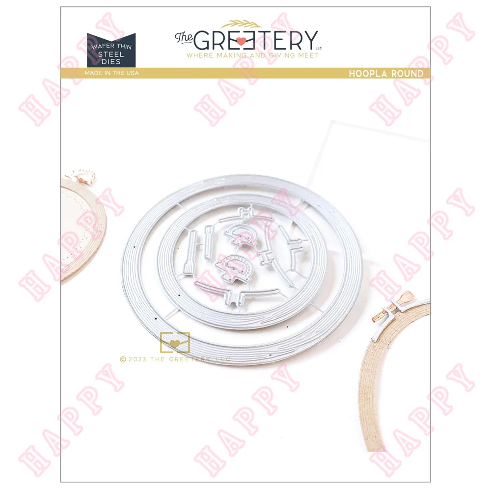 

Новинка, круглые металлические Вырубные штампы Hoopla, для рукоделия, поздравительная открытка, декоративная бумага, тиснение, рукоделие