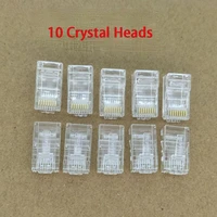 10pcs crystal head network cable rj45 connector cat6 utp gold plated ethernet cable network rj 45 connector
