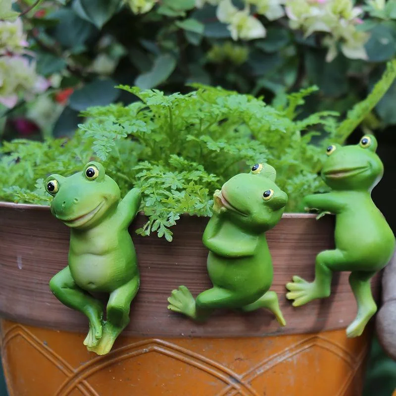 

Resin Plants Pots Decor Statue Lovely Frog Shape Statue Desk Home Decor Adorable Visual Effect Resin Statue Model for Garden