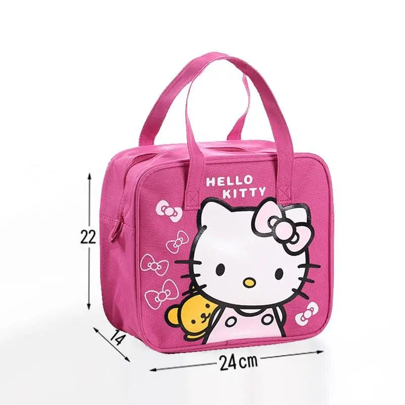 Hello Kitty Lunch Box Bag Portable Lunch Bag Hand Bag Primary School Children Cartoon Canvas Waterproof Lunch Bag  hand bags