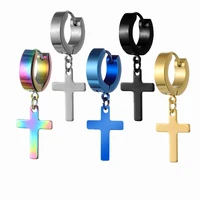 fashion hip hop stainless steel round cross dangle earrings personalized street for men women earring jewelry accessories gifts