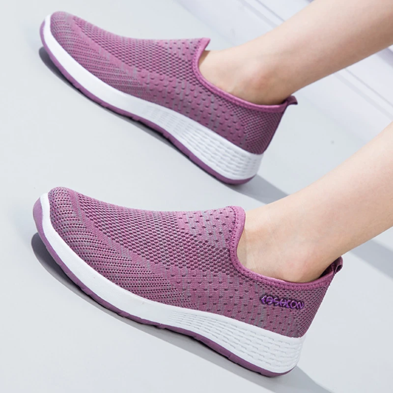 

Women's Lightweight Walking Sneakers Summer Breathable Vulcanized Shoes Casual Anti-slip Round Toe Loafers Zapatillas De Deporte