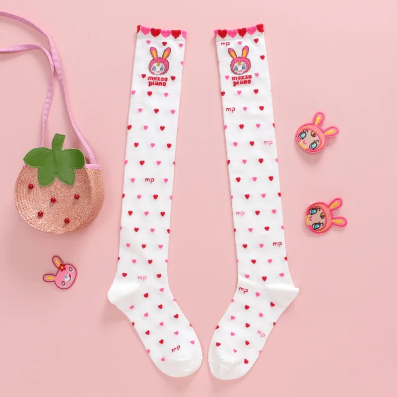 Японские детские носки с рисунком любви маленького кролика кружевные длинные