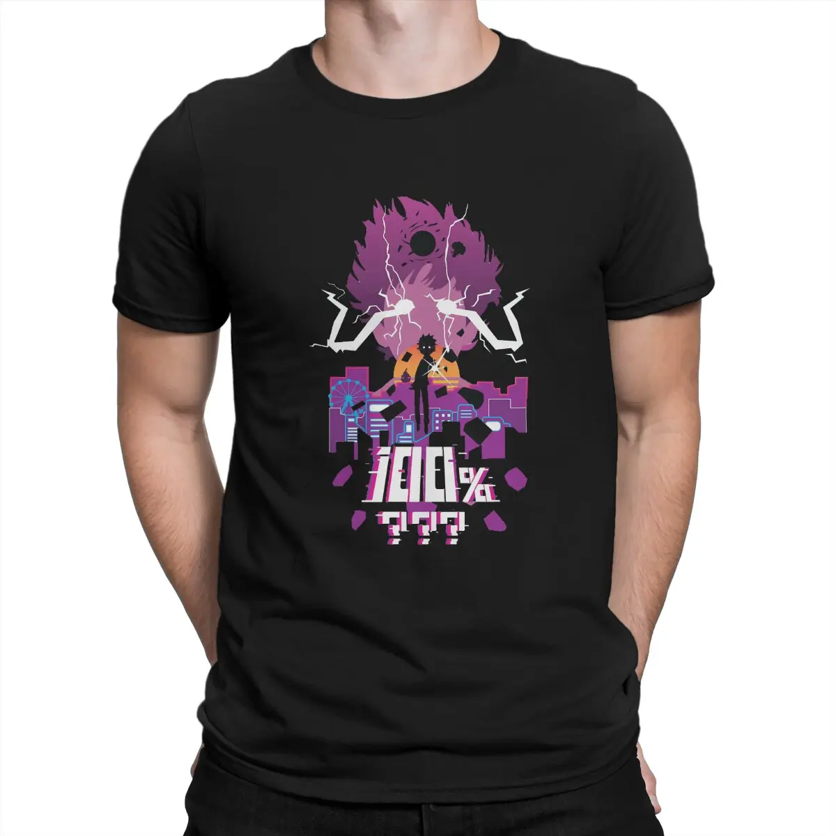 

Men's T-Shirts Negative Space Funny 100% Cotton Tees Short Sleeve Mob Psycho 100 Setsuo Ito T Shirts Round Neck Clothing Graphic