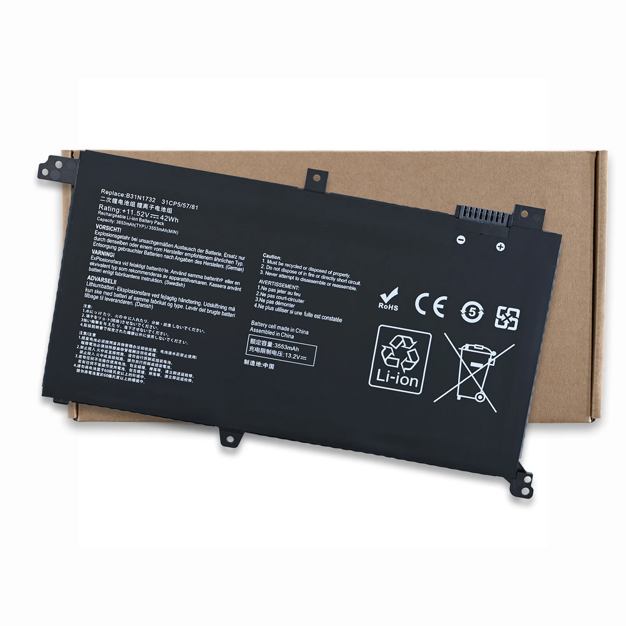 Фото Аккумулятор для ноутбуков Asus VivoBook X571G X571GT X571GD X571L F571GT A571 K571 X430FA S14 S430FA S430FN S430UA, 11.52В, модель LOLG B31N1732 №2