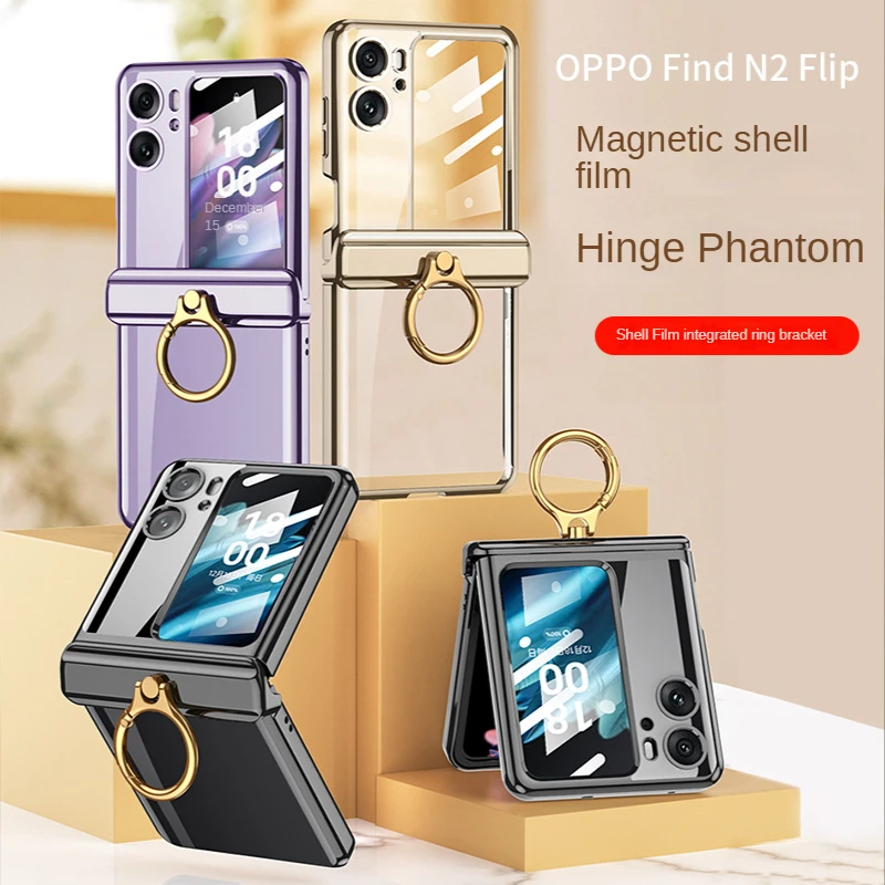 Ultra-thin Ring Stand Plastic Matte Case For OPPO Find N2 Flip 5G Cover Back flip Protector For Oppo Find N2 Flip Case