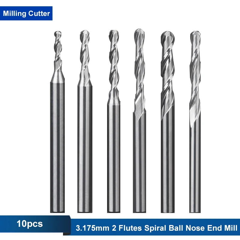 

Концевая фреза с 2 канавками, 3,175 мм, 10 шт.