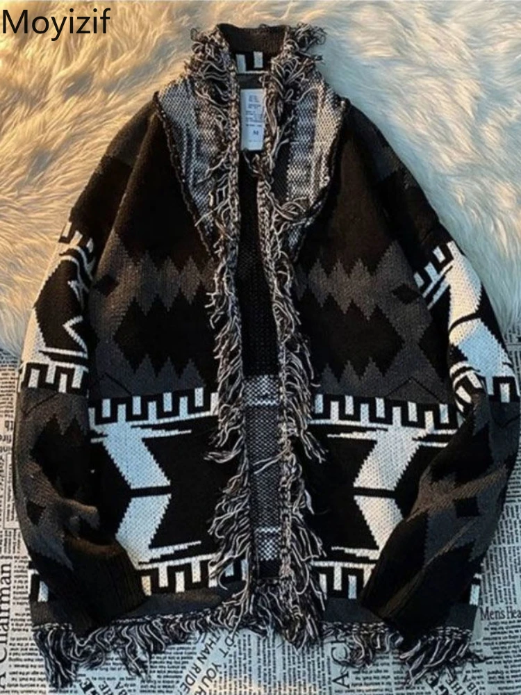 

Кардиган Moyizif в стиле хип-хоп для мужчин и женщин, свободный свитер в стиле бойфренд-стрит Ретро, вязаное пальто с кошачьими ушками и длинным...