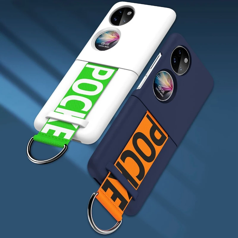 

Fashion letter Wristband Ring Case For Huawei P50 Pocket PC Phone Protective Cover Coque for P50 Pocket