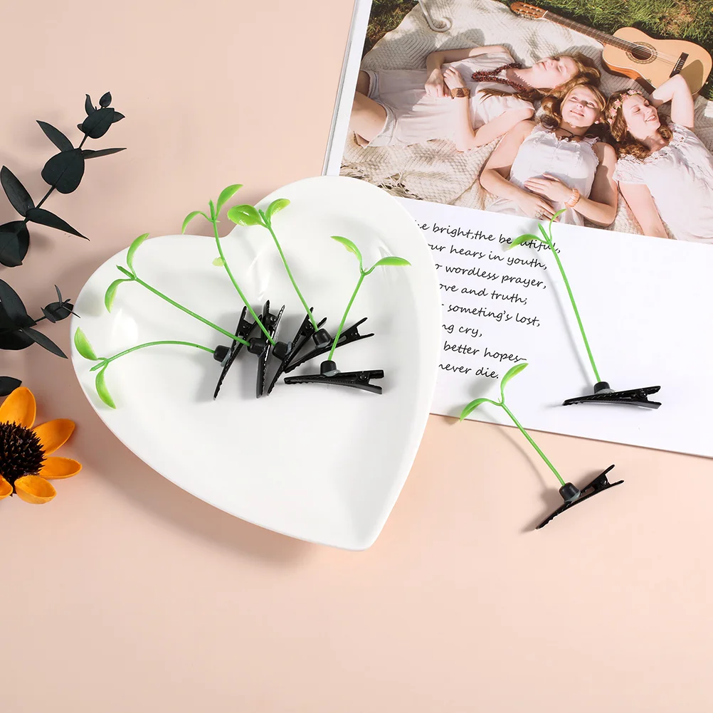 40 шт. кавайные заколки для волос ростков фасоли заколка креативные зеленая