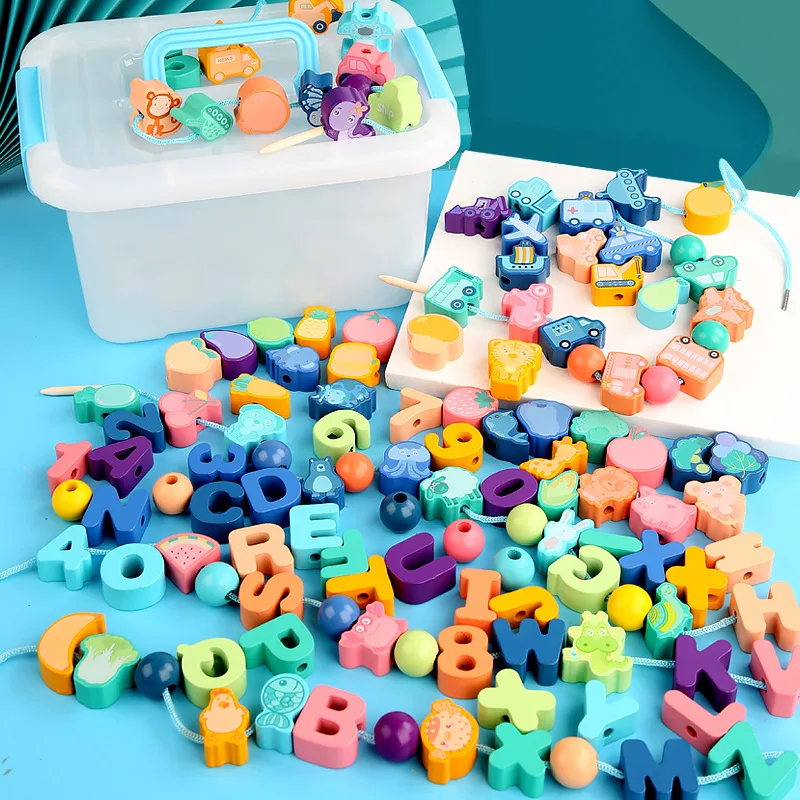 

Number And Letter Beads For Boys And Girls' Early Education Handmade DIY Wooden Beads For Jewelry Making Children's Beading Set