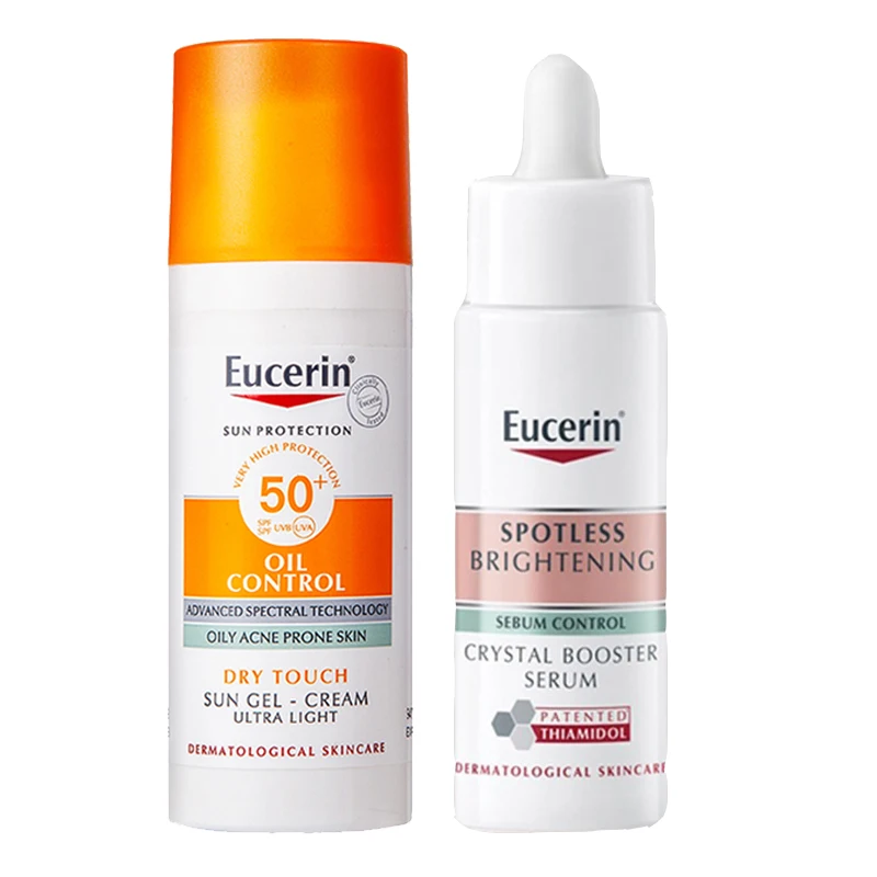 

2PCS Eucerin Oil Control Sunscreen 50ml & Spotless Brightening Booster Serum 30ml Diminish Dark Pigment Spots Whitening Se